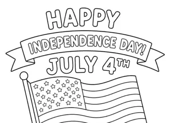 American flag and top hat Independence Day Fourth of July Coloring